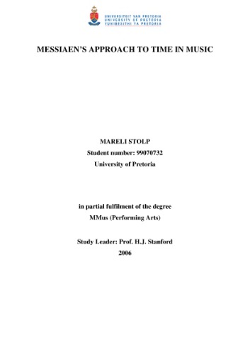 Messiaens Approach To Time In Music Stolp M