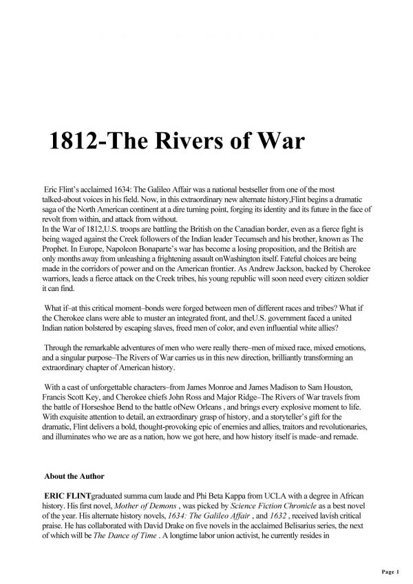 1812 The Rivers Of War 1st Edition Eric Flint