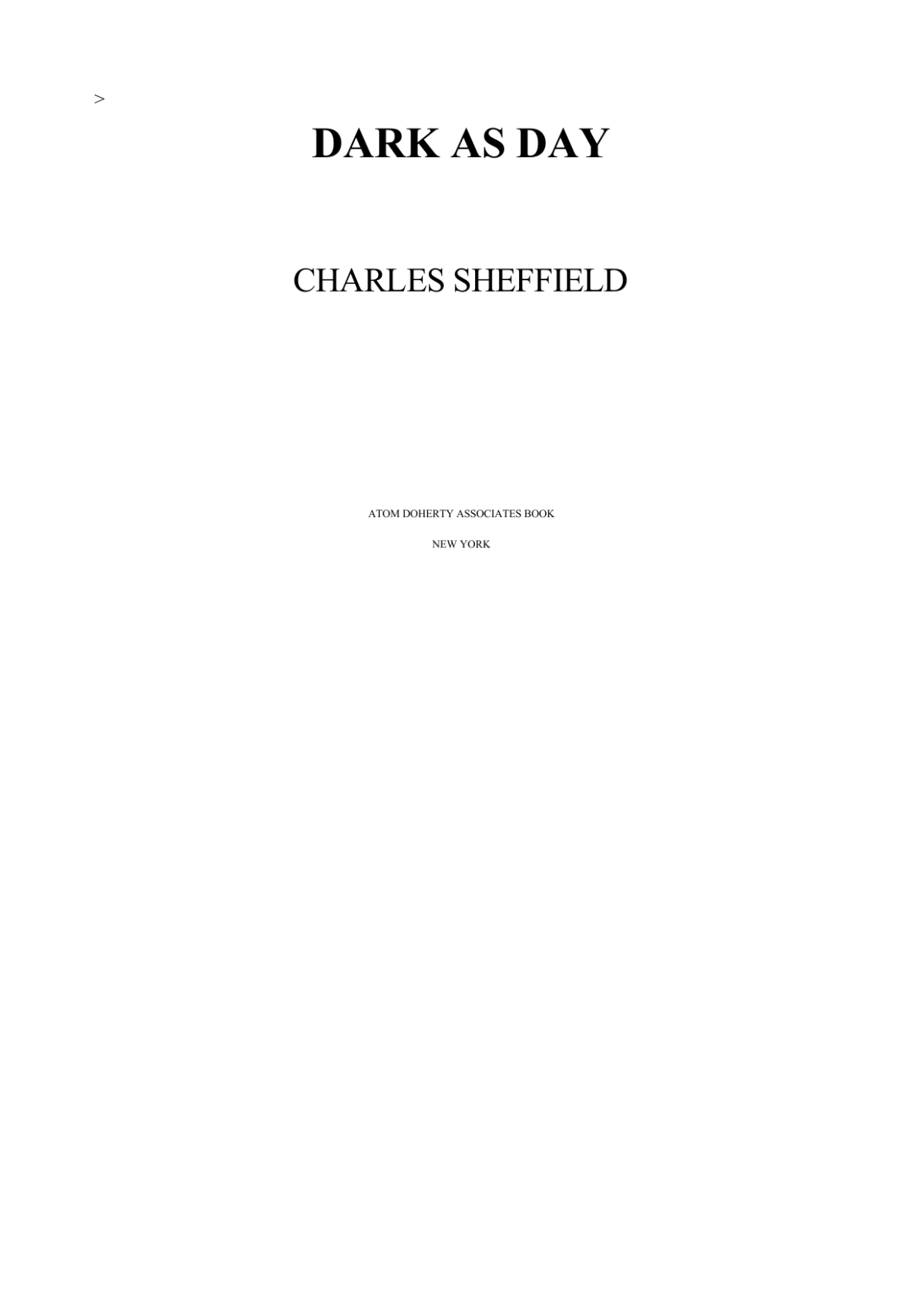 Dark As Day Sheffield Charles