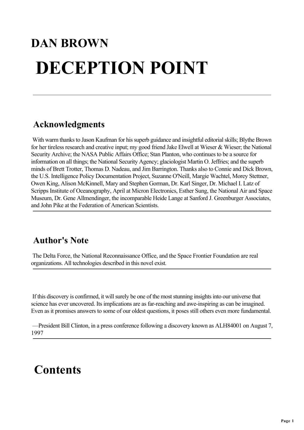 Deception Point Brown Dan