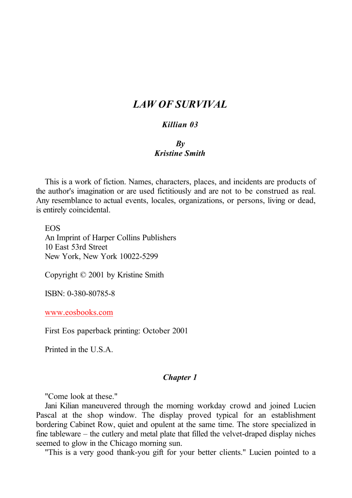 Law Of Survival Smith Kristine