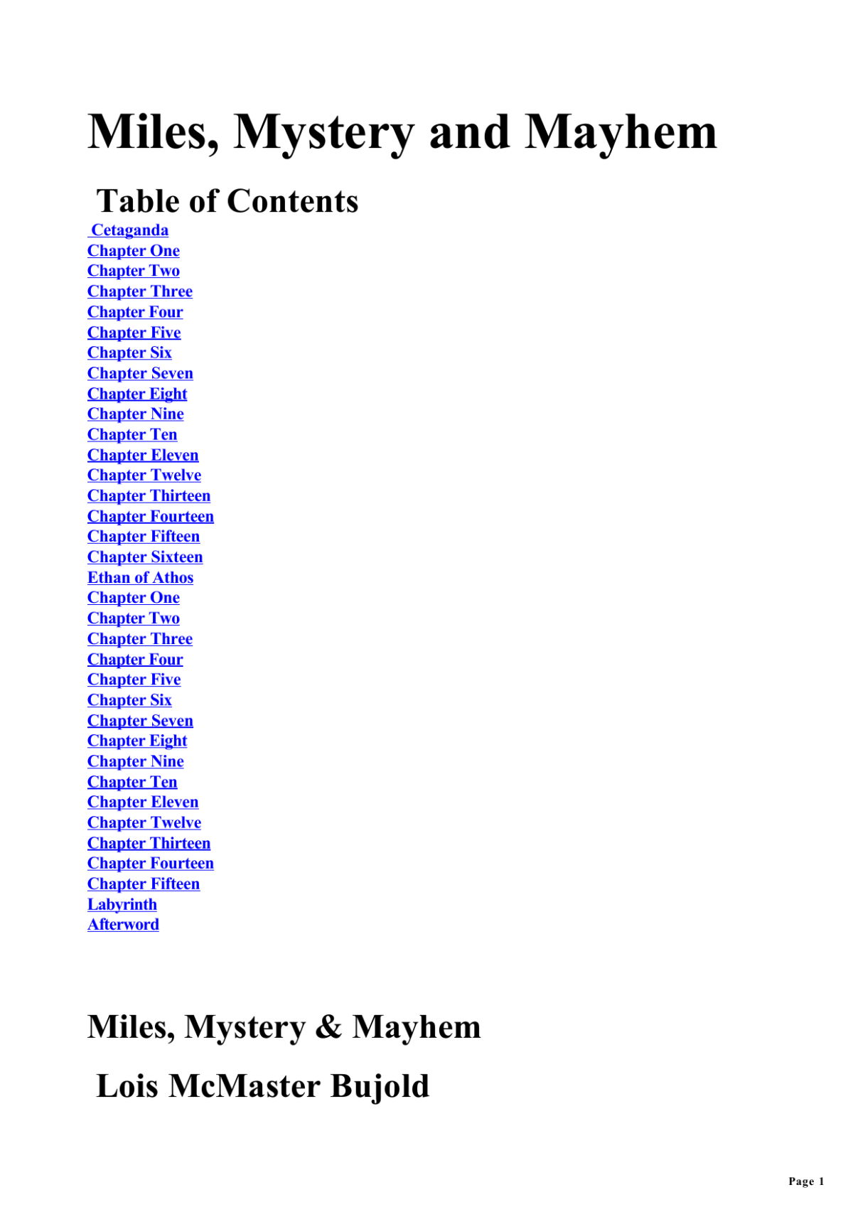 Miles Mystery And Mayhem Bujold Lois Mcmaster