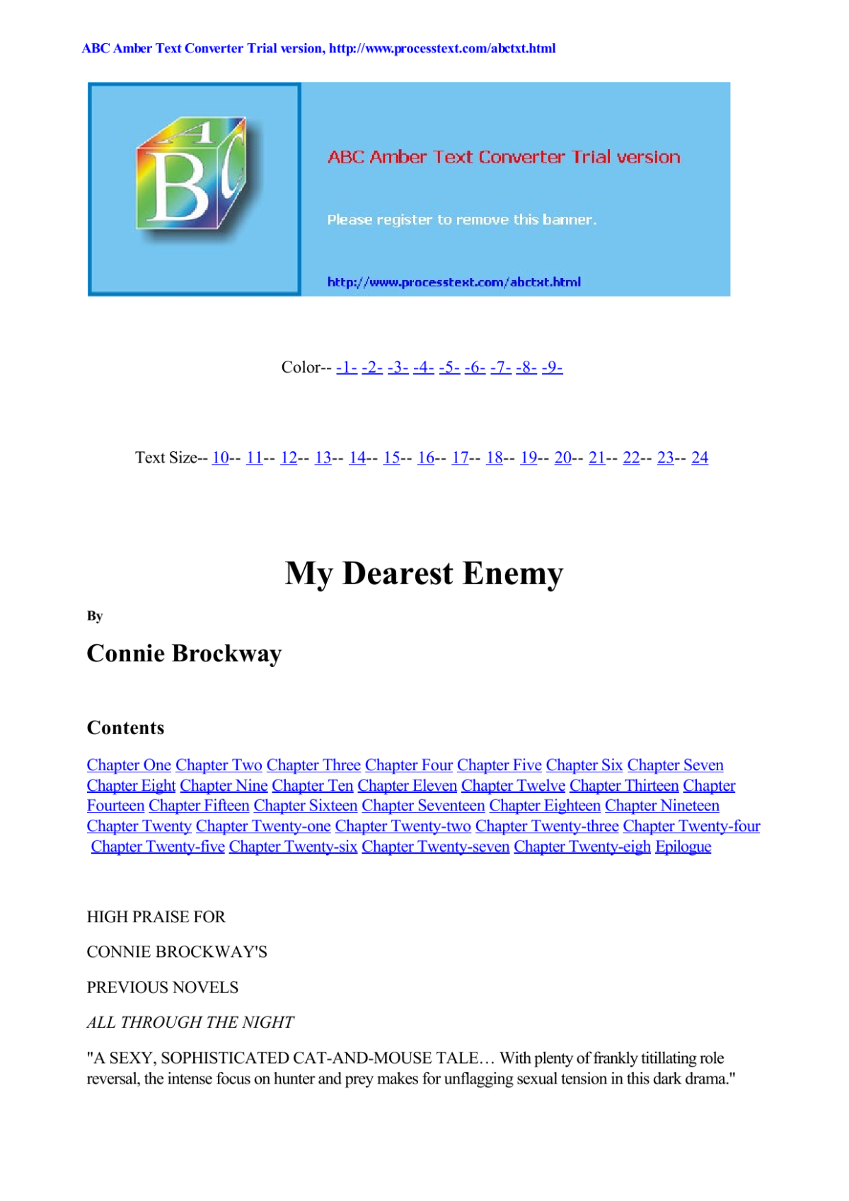 My Dearest Enemy Brockway Connie