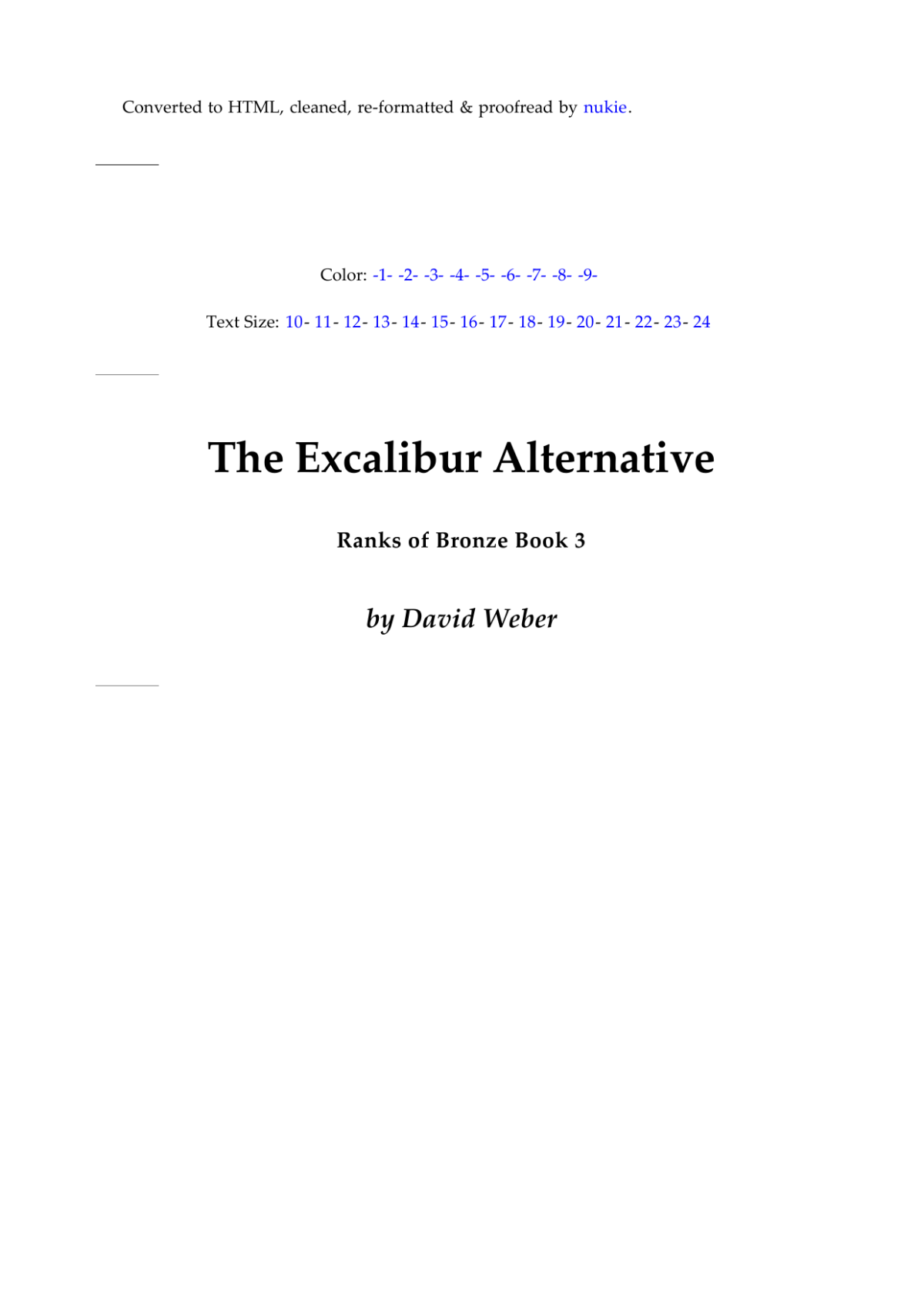 The Excalibur Alternative Weber David