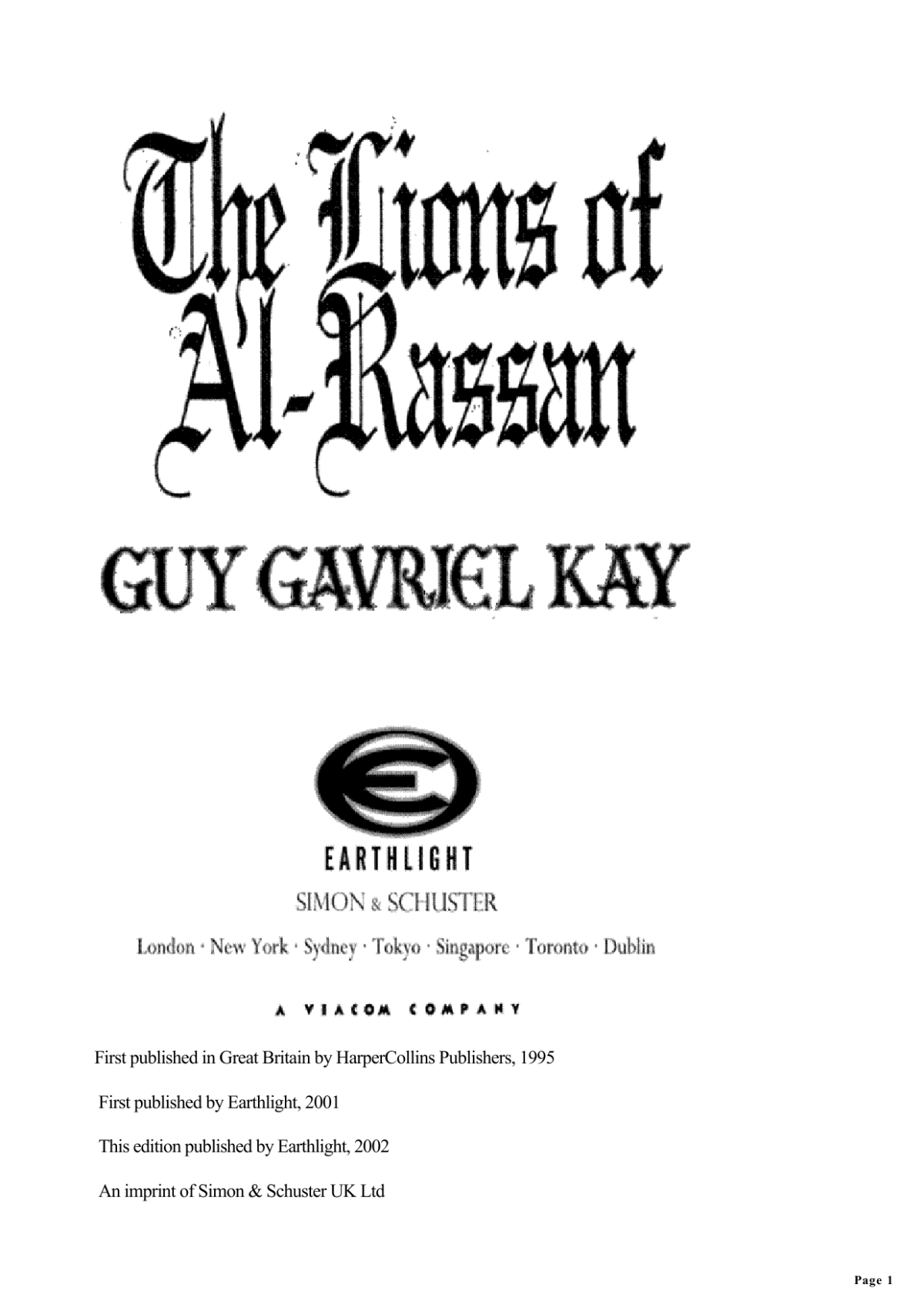 The Lions Of Alrassan Kay Guy Gavriel