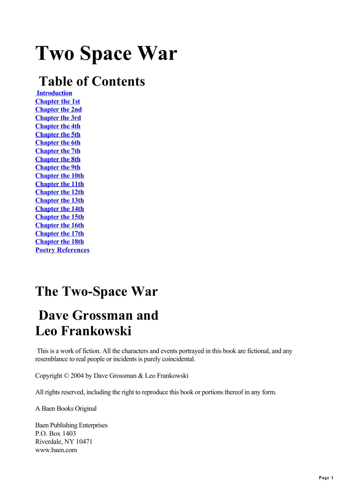Two Space War Frankowski Leo