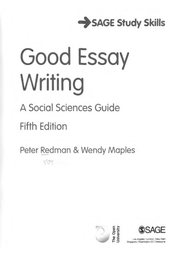Good Essay Writing A Social Sciences Guide 5th Peter Redman Wendy Maples