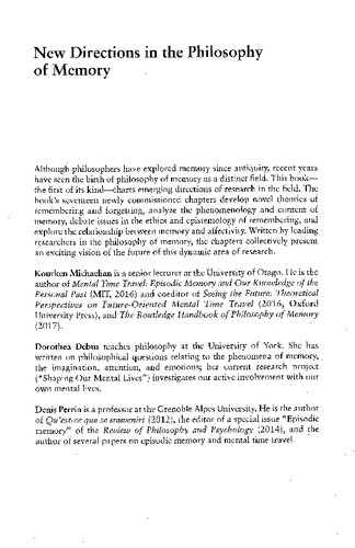 New Directions In The Philosophy Of Memory Kourken Michaelian