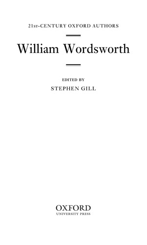William Wordsworth 21stcentury Oxford Authors William Wordsworth Wordsworth