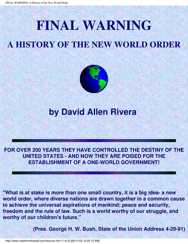 Final Warning A History Of The New World Order David Allen Rivera Rivera