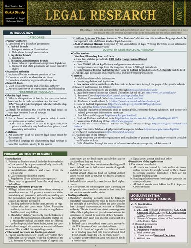 Legal Research A Quickstudy Laminated Law Reference 2nd Edition Debra Moss Curtis Vincent Feliu