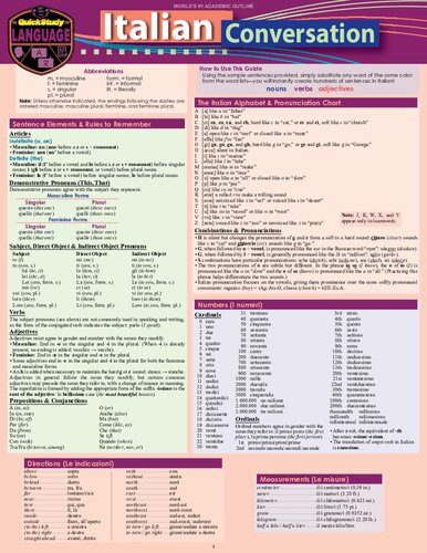 Italian Conversation A Quickstudy Laminated Language Reference Guide 2nd Edition Sallyann Del Vino