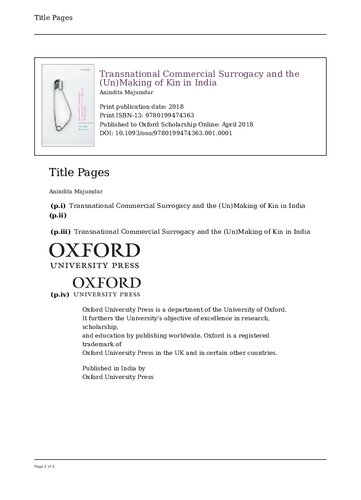 Transnational Commercial Surrogacy And The Unmaking Of Kin In India Illustrated Anindita Majumdar