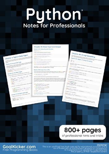 Python Notes For Professionals 800 Pages Of Professional Hints And Tricks Goalkickercom