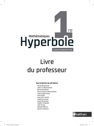Mathmatiques 1re Hyperbole M Bachimont