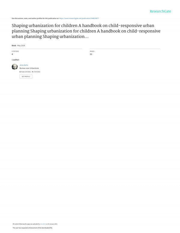 Shaping Urbanization For Children A Handbook On Childresponsive Urban Planning 1st Edition Jens Aerts