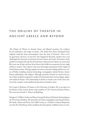 The Origins Of Theater In Ancient Greece And Beyond From Ritual To Drama Eric Csapo