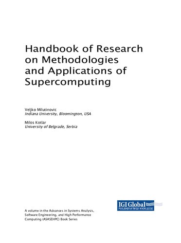 Handbook Of Research On Methodologies And Applications Of Supercomputing Veljko Milutinovic