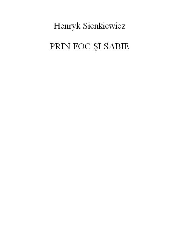Prin Foc Si Sabie Henryk Sienkiewicz