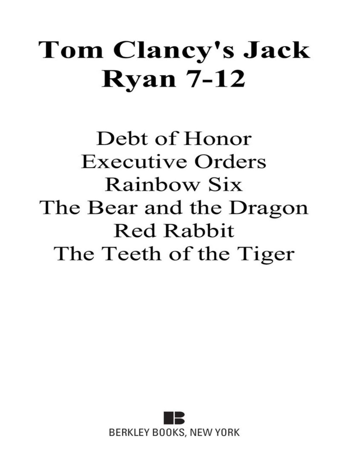 Tom Clancys Jack Ryan Books 712 Tom Clancy