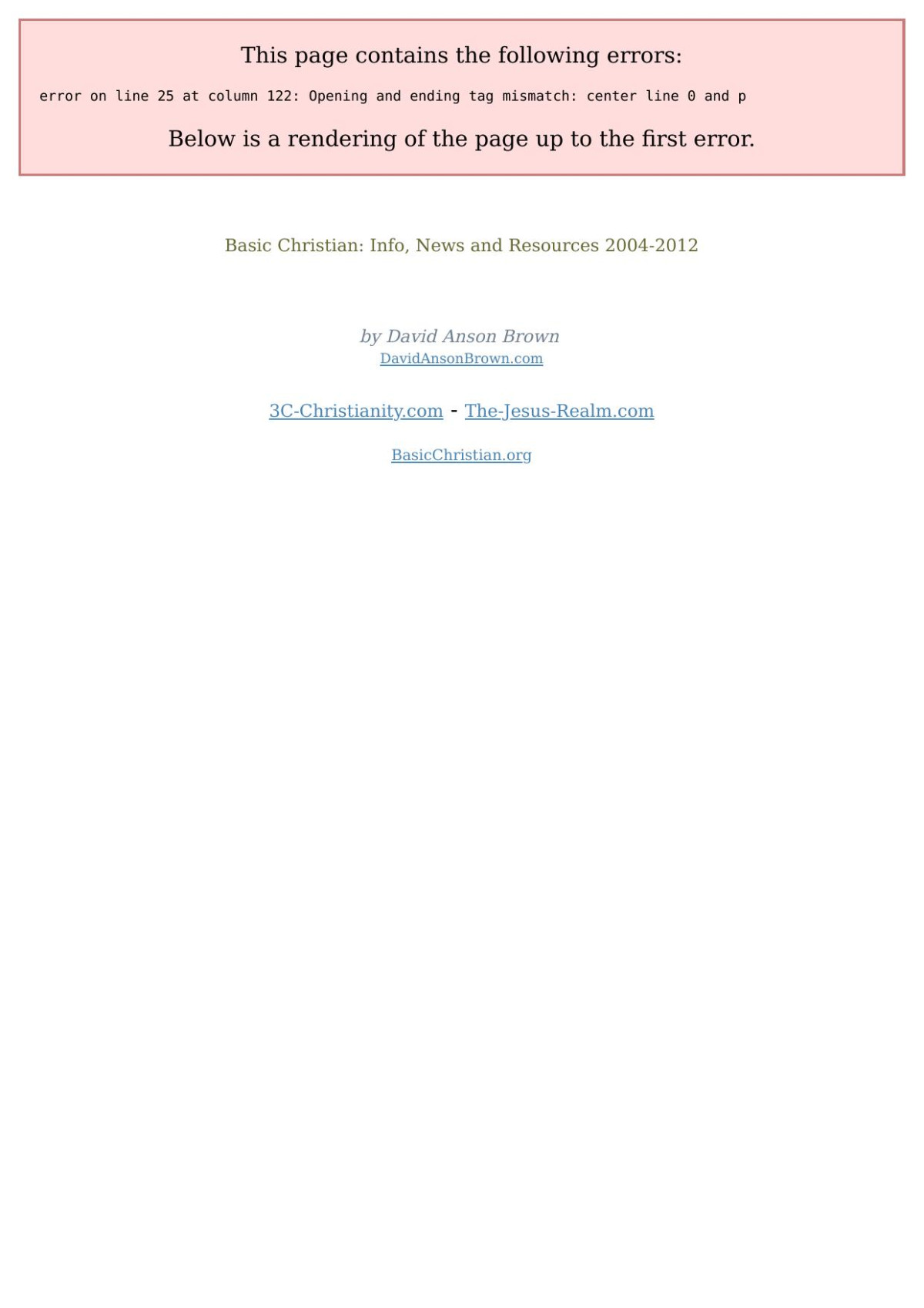 Basic Christian Info News Resources 20042012 Basicchristianorg David Anson Brown