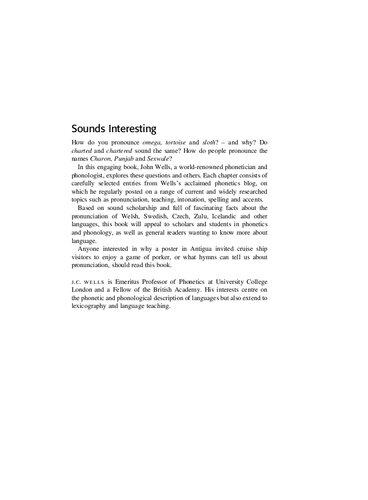 Sounds Interesting Observations On English And General Phonetics Jc Wells