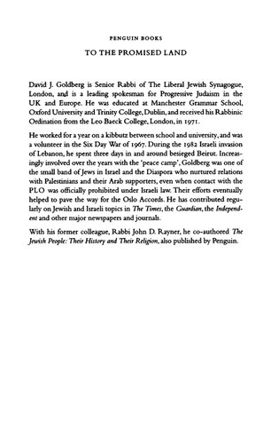 To The Promised Land A History Of Zionist Thought From Its Origins To The Modern State Of Israel David J Goldberg