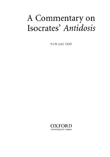 A Commentary On Isocrates Antidosis Yun Lee Too
