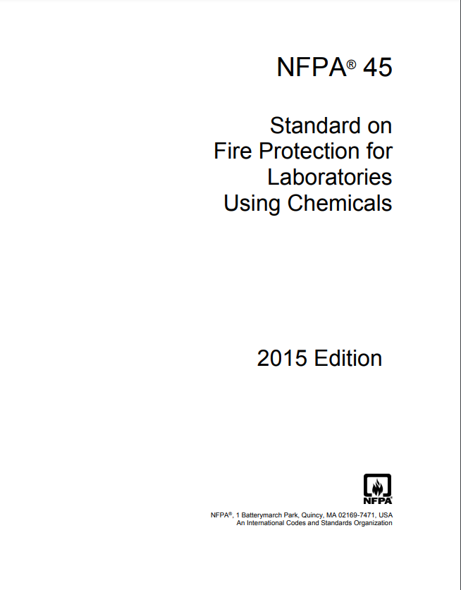 Nfpa 45 Standard On Fire Protection For Laboratories Using Chemicals 2015 Nfpa