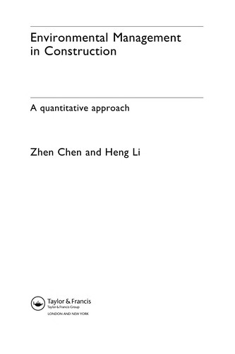 Environmental Management In Construction A Quantitative Approach Zhen Chen Chen