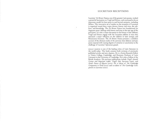 Lucretian Receptions History The Sublime Knowledge Philip Hardie