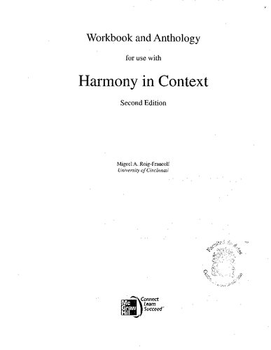Workbookanthology For Use With Harmony In Context 2nd Edition Miguel Roigfrancoli