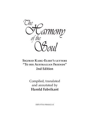 The Harmony Of The Soul Sigfrid Kargelerts Letters To His Australian Friends 2nd Edition Sigfrid Kargelert