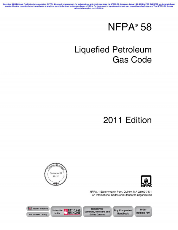 Nfpa 58 Liquefied Petroleum Gas Code 2011 Edition 1st Edition National Fire Protection Association