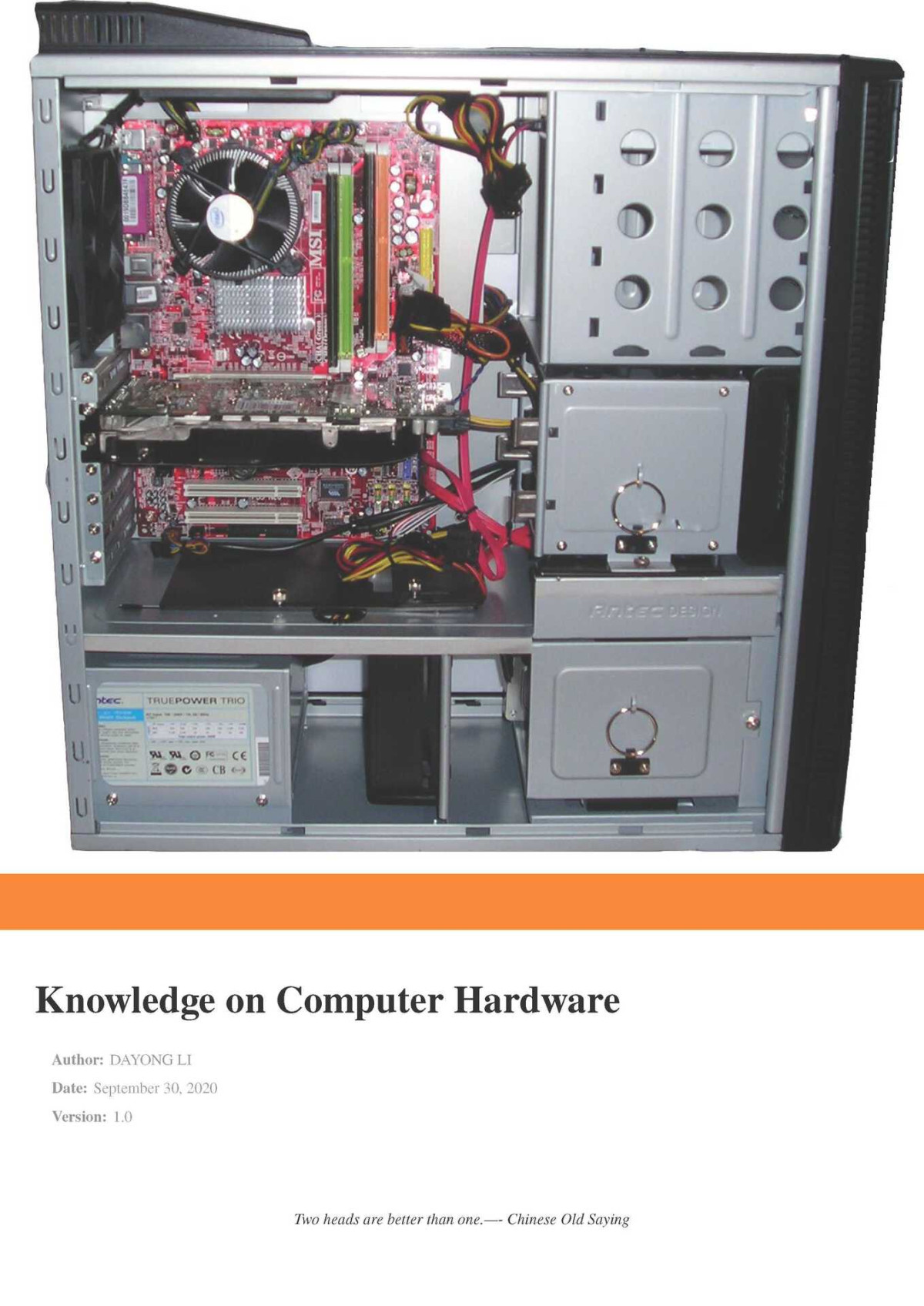 Knowledge On Computer Hardware Dayong Li Li Dayong