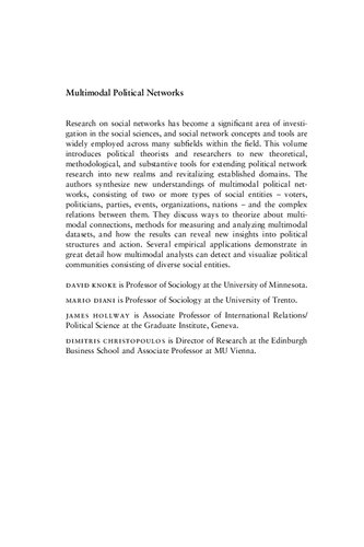 Multimodal Political Networks David Knoke Mario Diani James Hollway