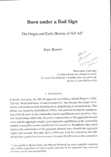 Born Under A Bad Sign The Origin And Early History Of Adas Article From Die Rolle Des Staates In Der Konomie3895184098 Ingo Barens