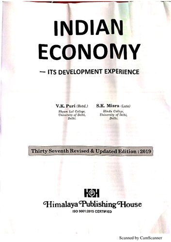 Indian Economy 37th Edition Vk Puri Sk Misra