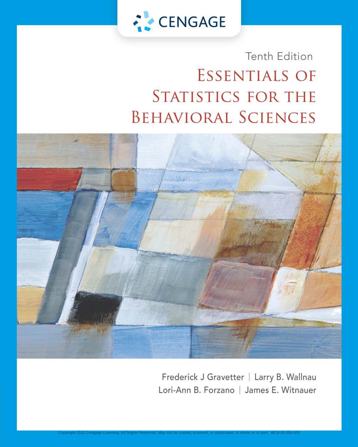 Essentials Of Statistics For The Behavioral Sciences Mindtap Course List 10th Edition Gravetter