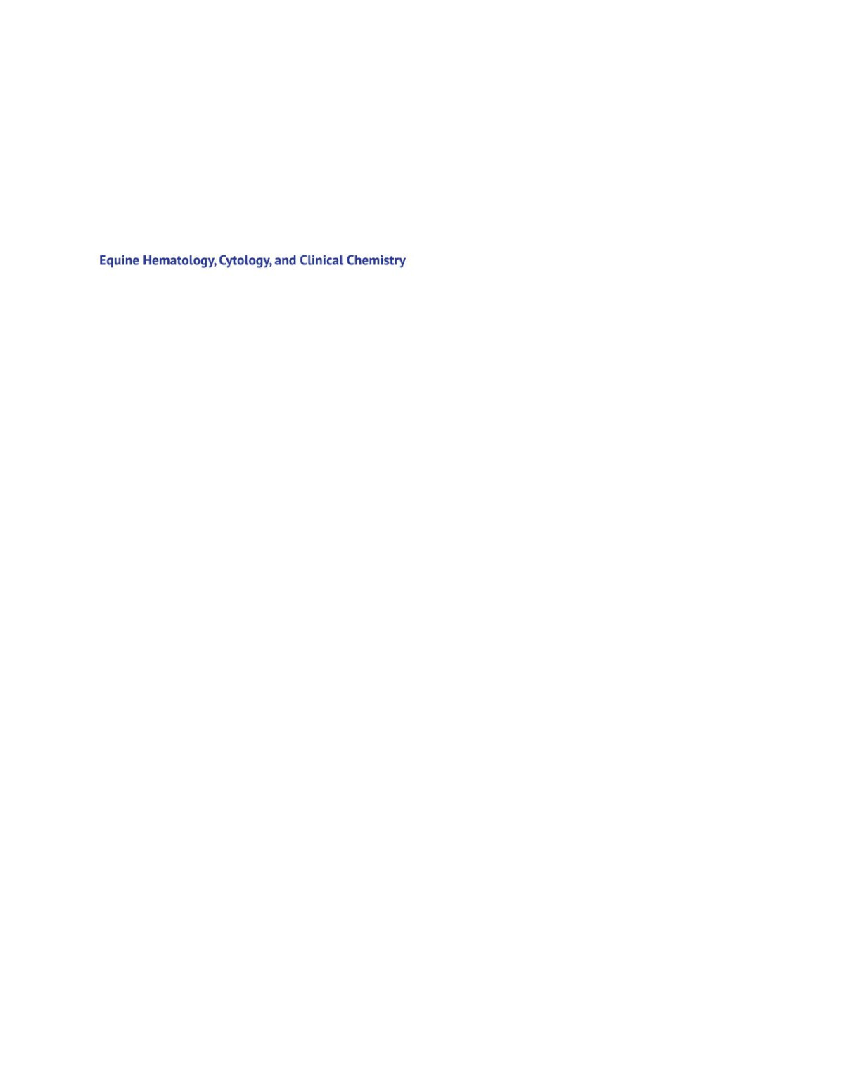Equine Hematology Cytology And Clinical Chemistry 2nd Edition