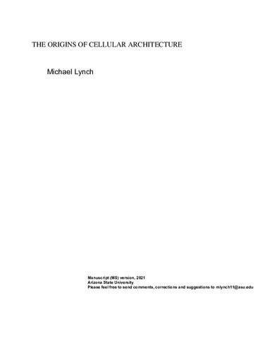The Origins Of Cellular Architecture Manuscript Michael Lynch
