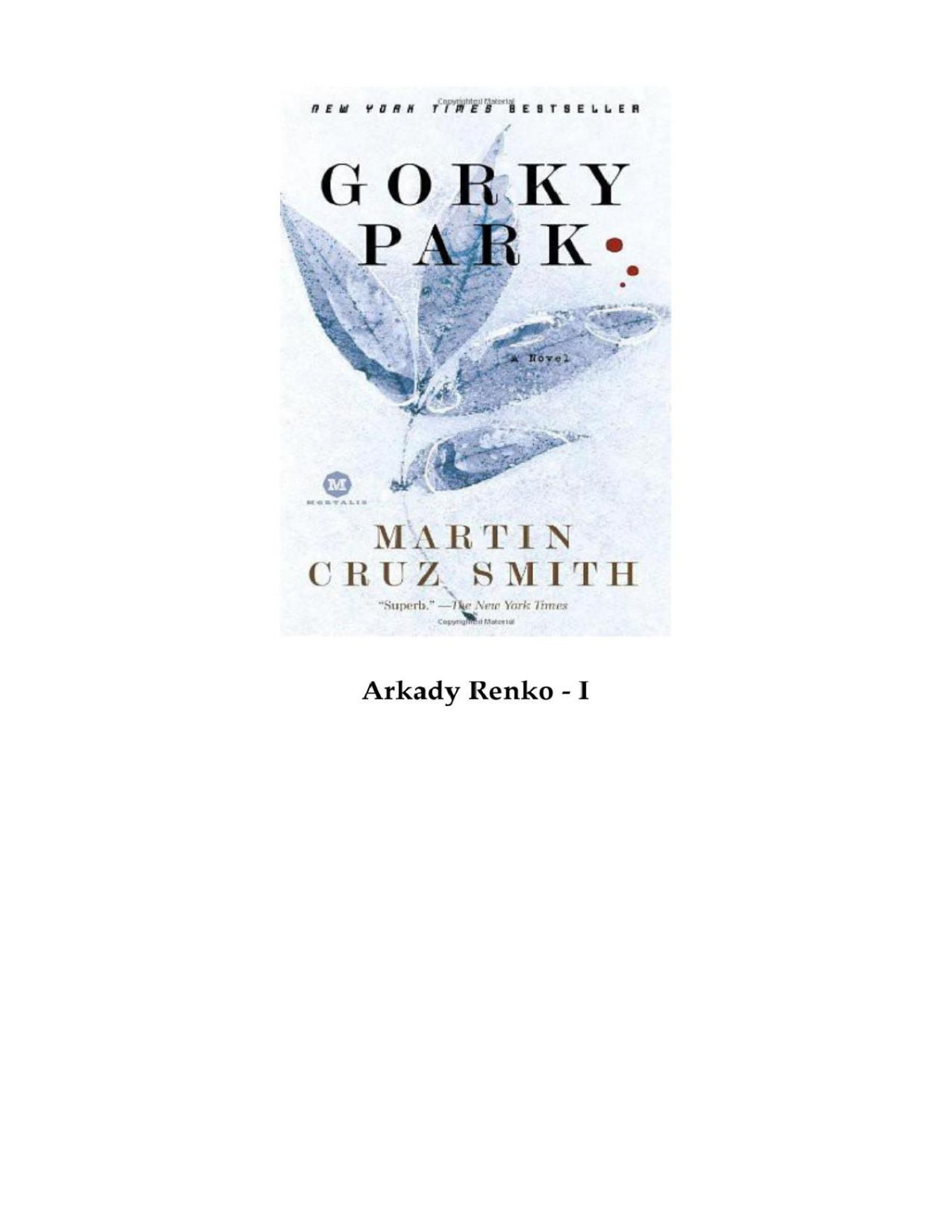 Gorky Park Arkady Renko 01 Martin Cruz Smith
