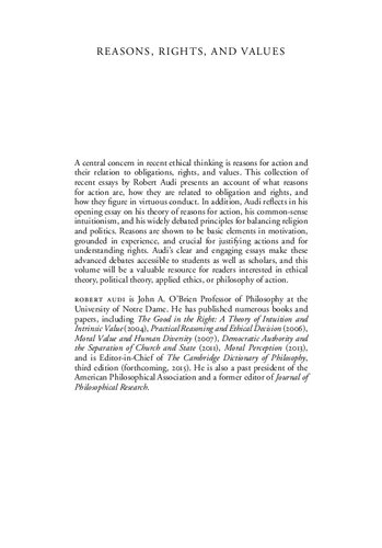 Reasons Rights And Values 1st Edition Robert Audi