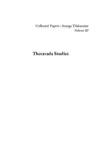 Theravada Studies Asanga Tilakaratne