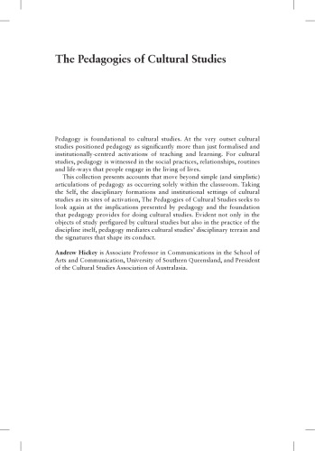 The Pedagogies Of Cultural Studies Andrew Hickey