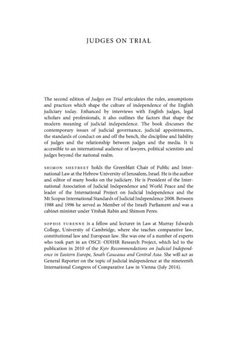 Judges On Trial The Independence And Accountability Of The English Judiciary 2nd Edition Shimon Shetreet
