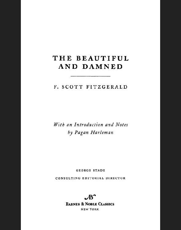Beautiful And Damned Fitzgerald F Scott