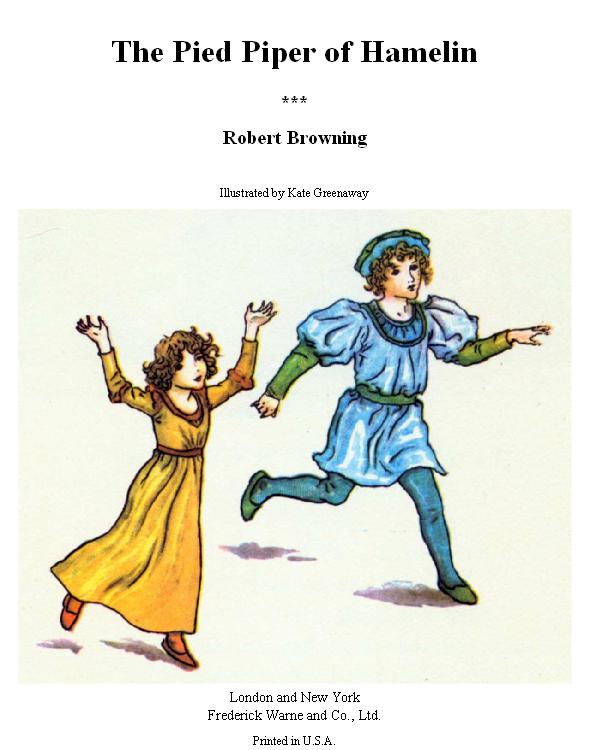 The Pied Piper Of Hamelin Browning Robert