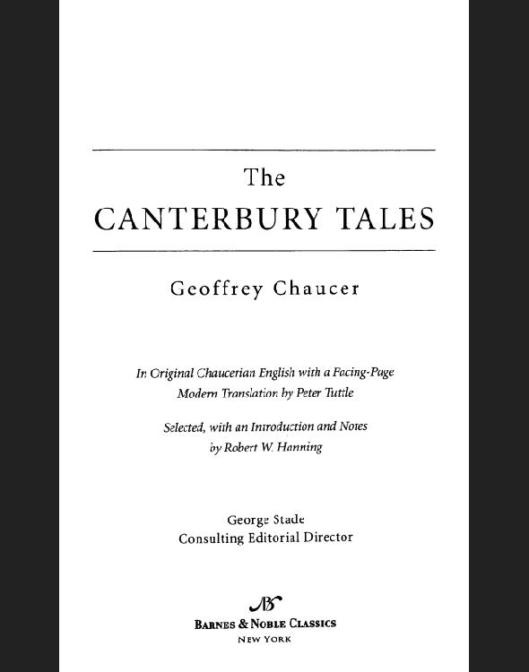 Canterbury Tales Chaucer Geoffrey
