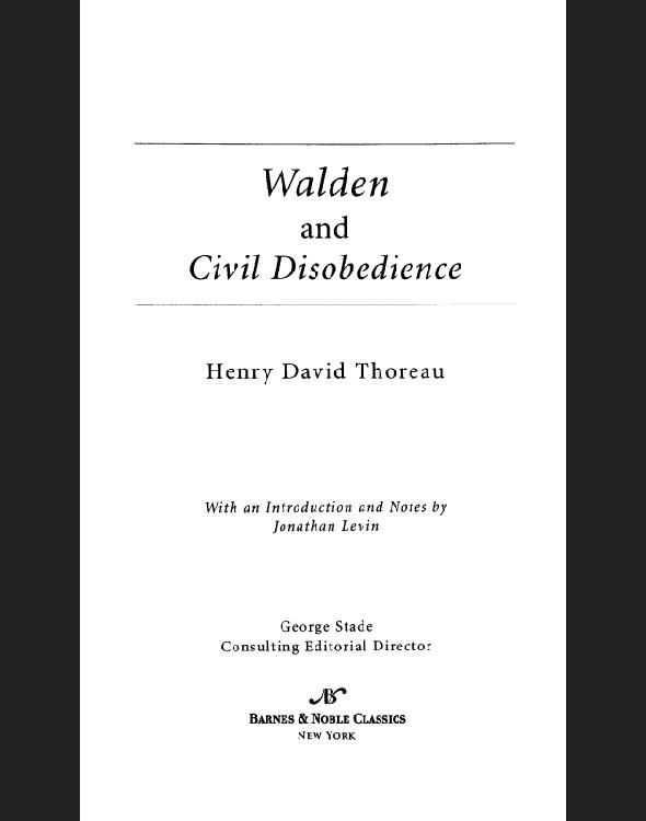 Walden And Civil Disobedience Thoreau Henry David
